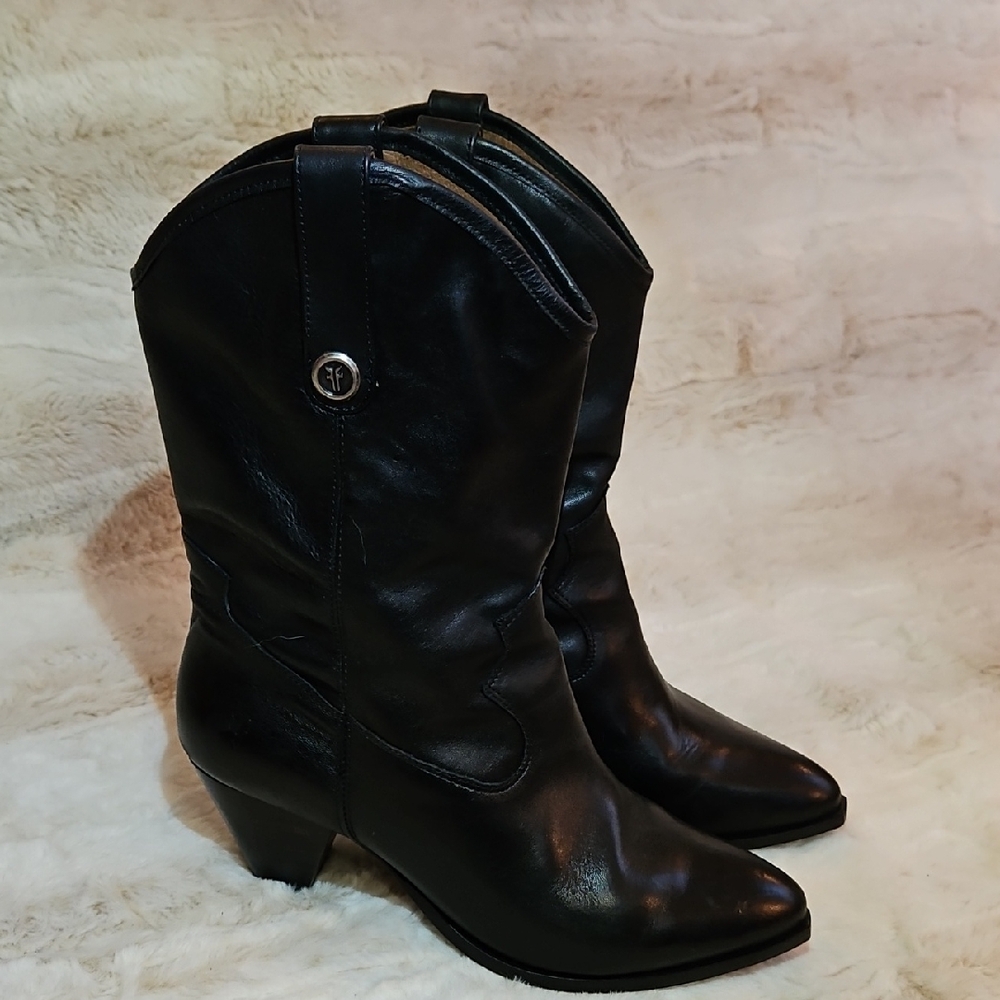 Frye June Western Black Leather Women's Boots Size 10